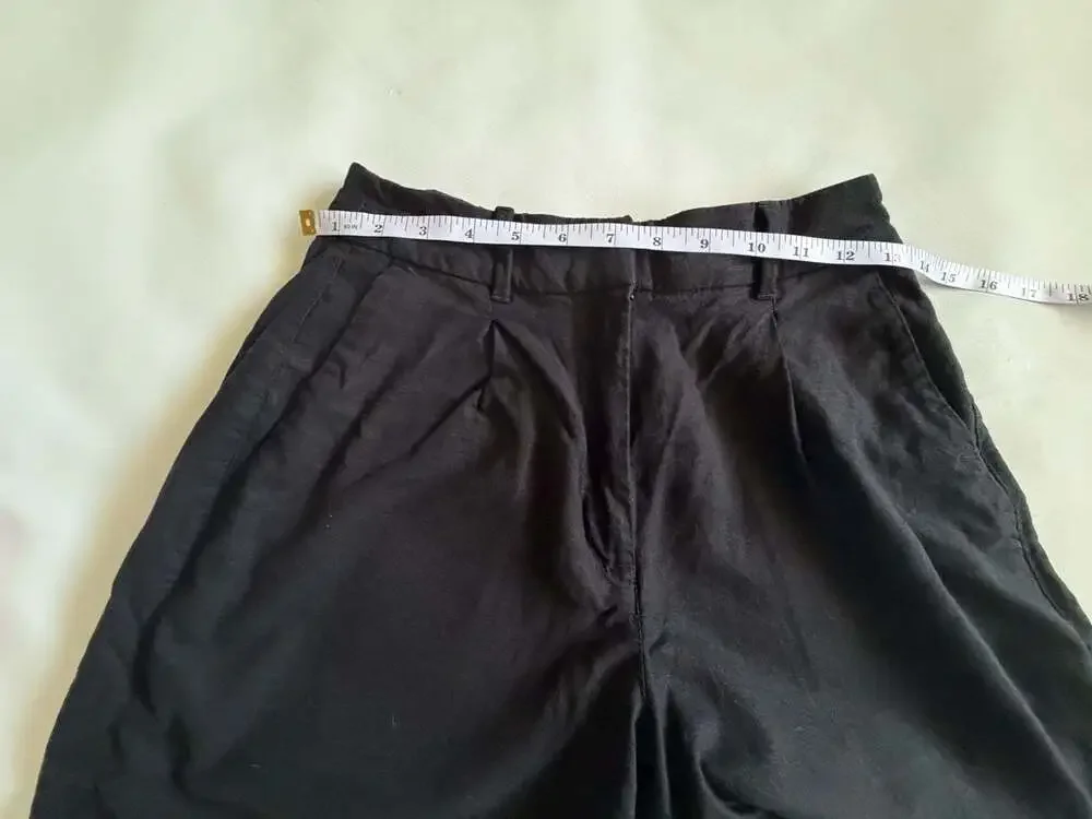 Old Navy Black Linen Blend Shorts Womens Size S Pull On Elastic Waist Y2K